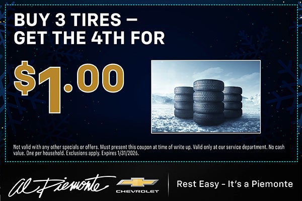 Buy 3 Tires Get the 4th Free